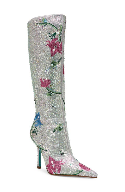 Rio Rhinestone Floral Knee High Boot