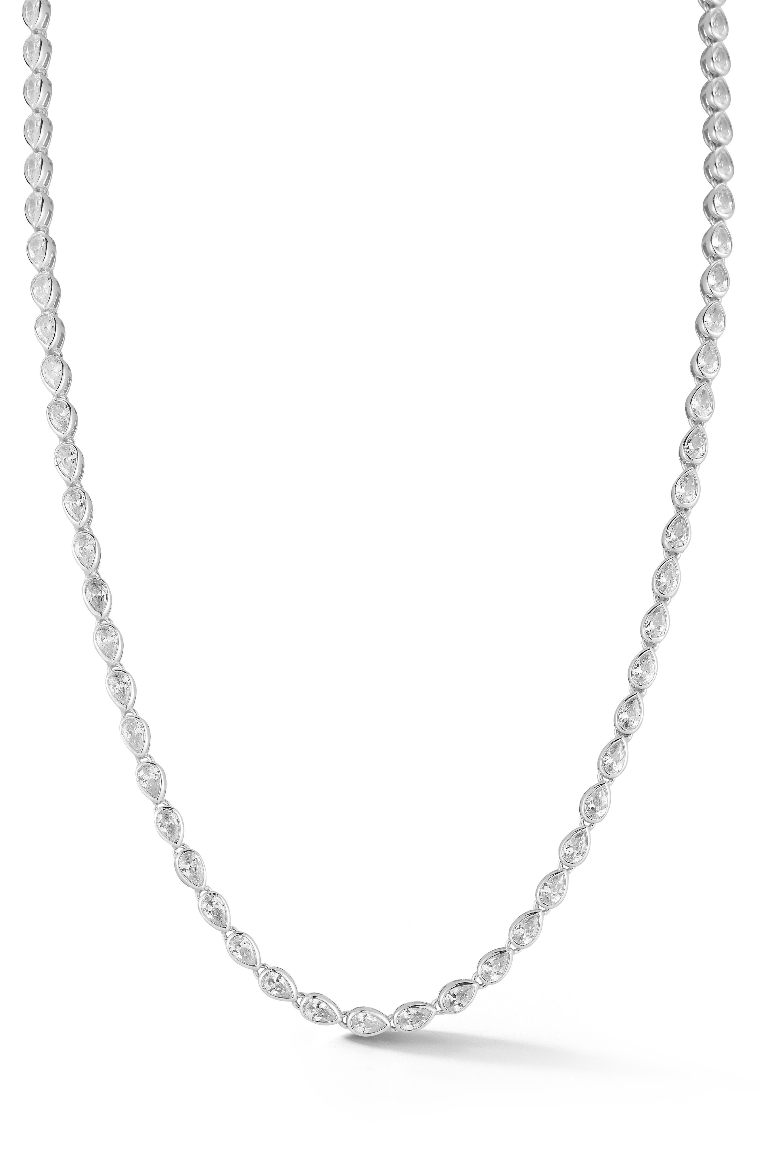 GLAZE JEWELRY Pear Cut Cubic Zirconia Tennis Necklace