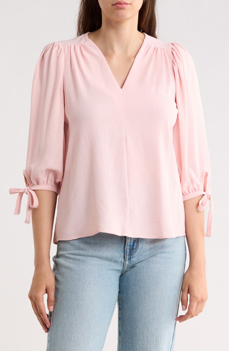 Renee C Ditsy Puff Sleeve Blouse, Main, color, Pink