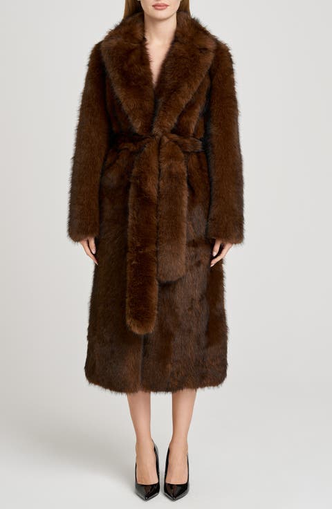 x Sara Walker Diana Faux Fur Wrap Coat