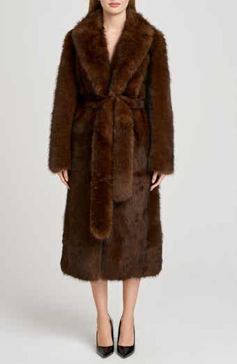 WAYF x Sara Walker Diana Faux Fur Wrap Coat