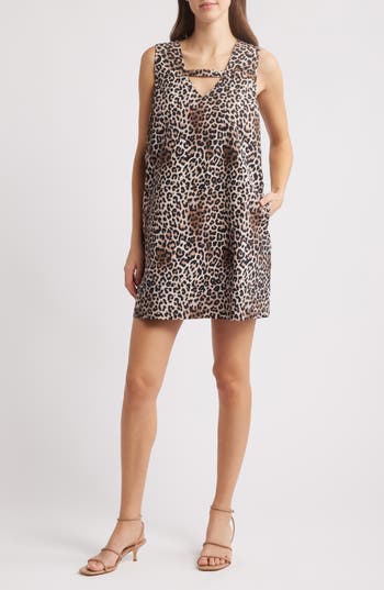 Du Paradis Heather Shift Minidress In Brown