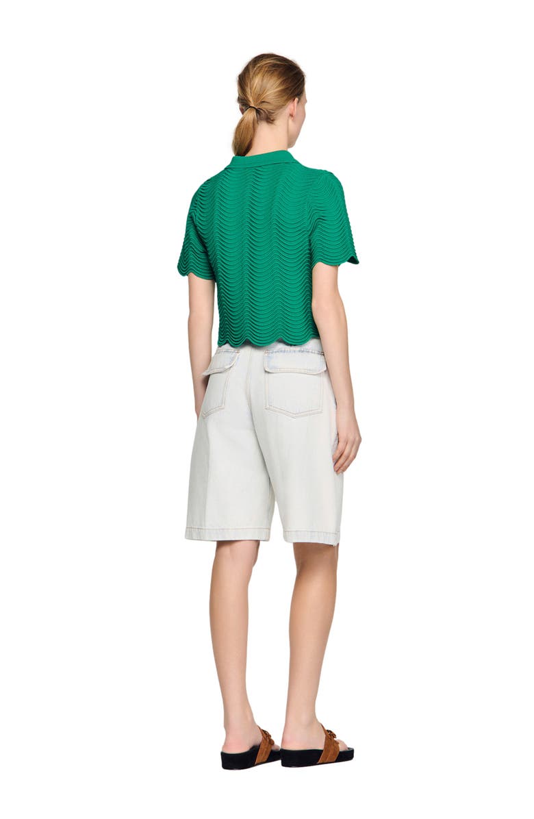 SANDRO Decorative knit polo-neck sweater, Alternate, color, Emeuraude Green