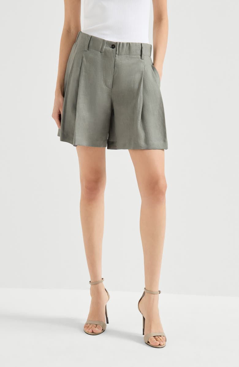 Brunello Cucinelli Linen shorts, Main, color, Khaki