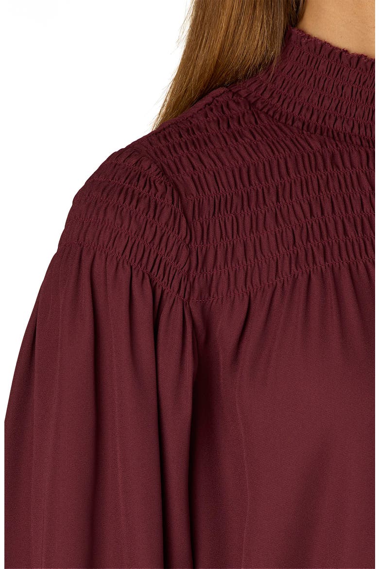Long Smock Flounce Sleeve Funnel Neck Top, Alternate, color, ZINFANDEL