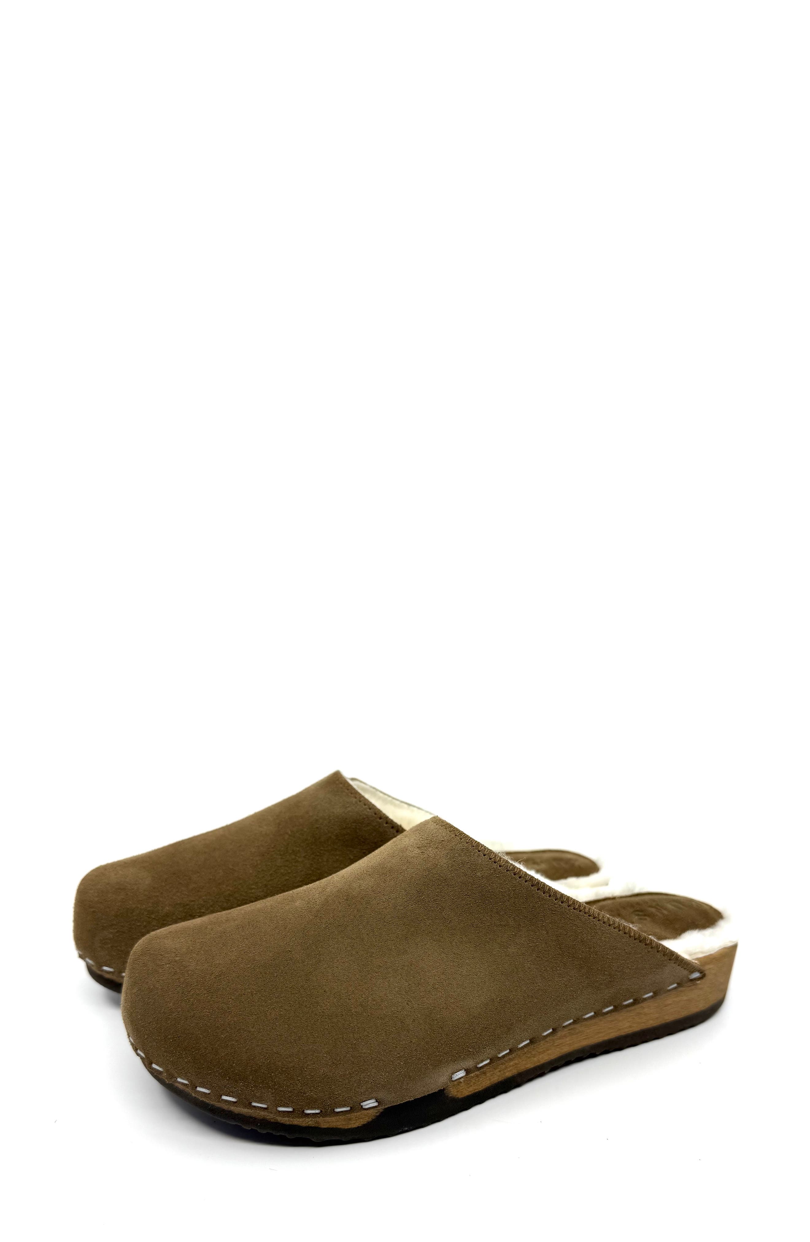 KUNSTEN Ella Genuine Shearling Lined Clog, Main, color, Umber
