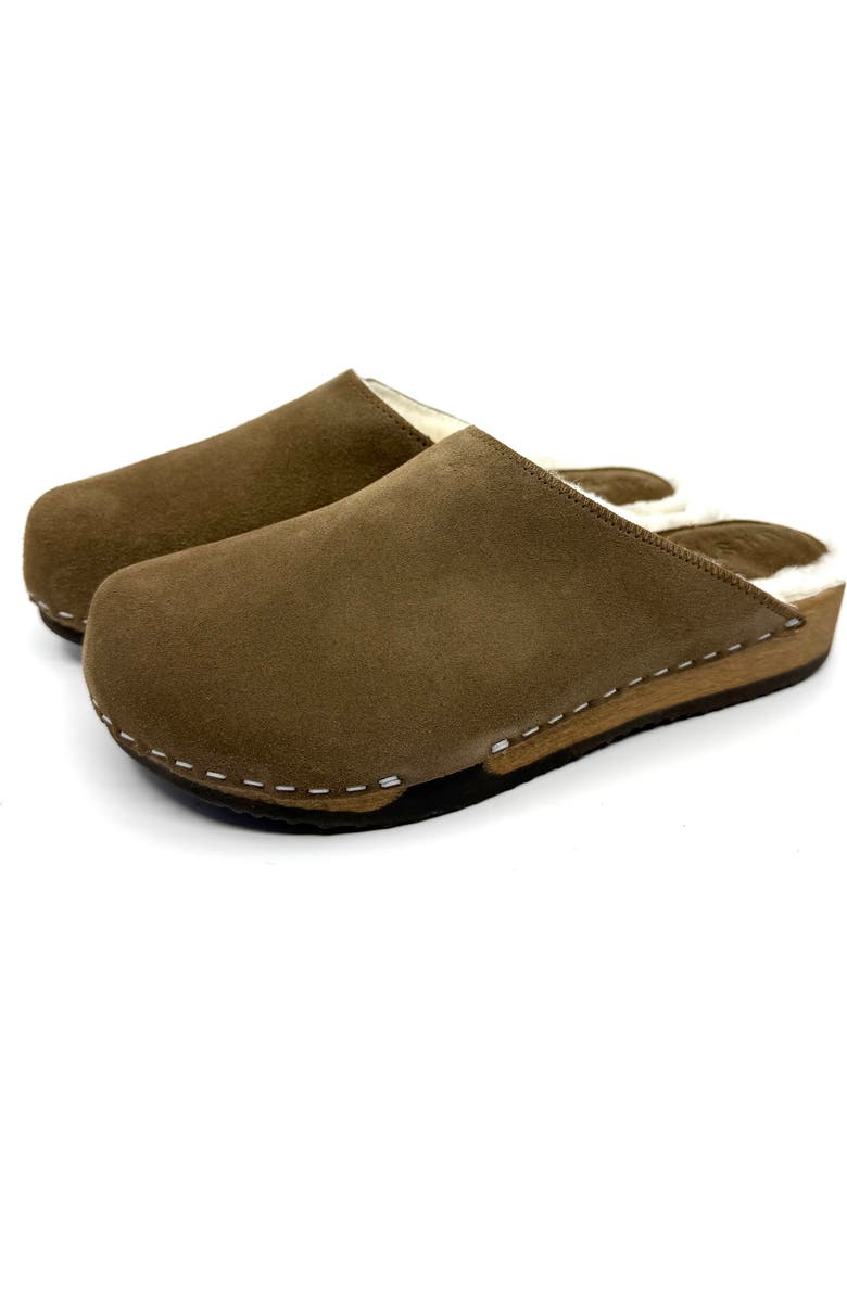 KUNSTEN Ella Genuine Shearling Lined Clog, Main, color, Umber
