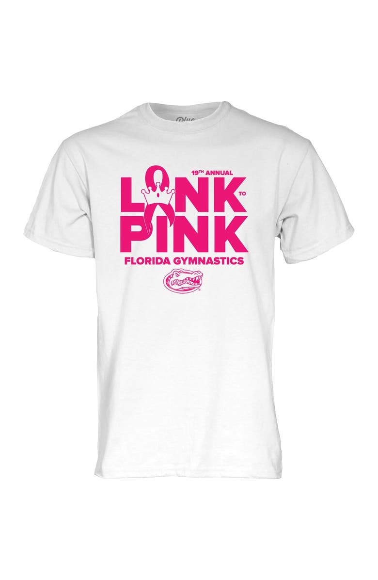 BLUE 84 Unisex Blue 84 White Florida Gators 2025 Gymnastics Link to Pink T-Shirt, Alternate, color, White