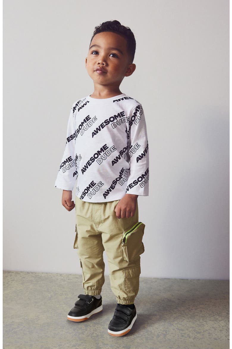 Kids' Cotton Blend Cargo Pants, Alternate, color, NATURAL