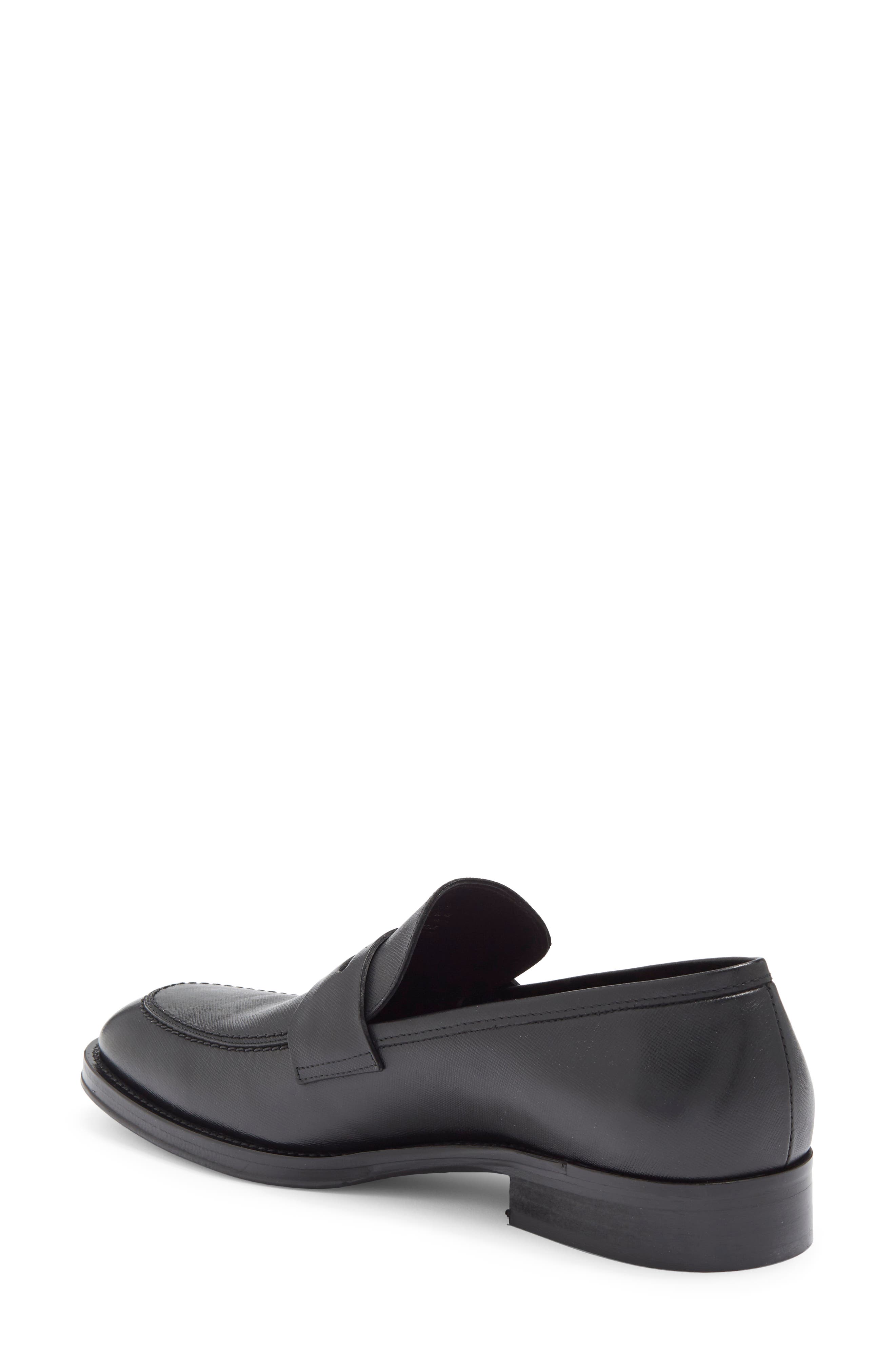 Bruno Magli Cosmo Saffiano Leather Penny Loafer, Alternate, color, Black Saffiano