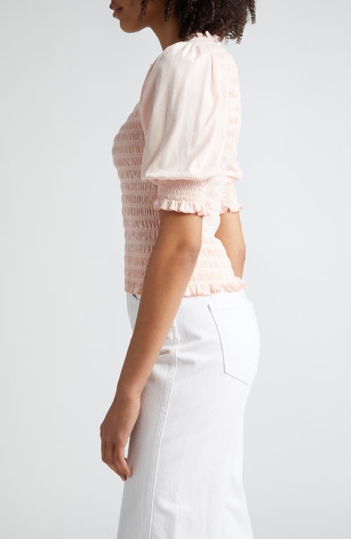 Veronica Beard Langston Smock Cotton Top In Pink