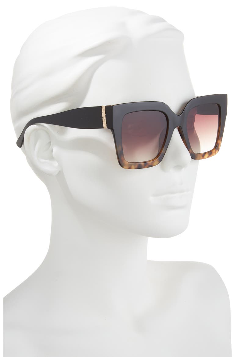 Gradient Oversize Square Sunglasses, Alternate, color, BLACK- TORTOISE
