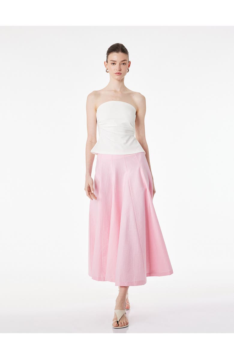 ZDNU 81041892 A-Line Pleated Cotton Midi Skirt, Alternate, color, Pink