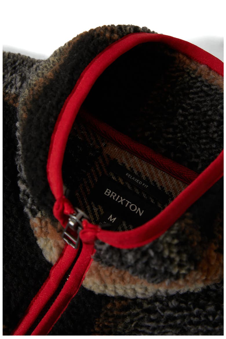 Buffalo Plaid Fleece Zip-Up Jacket, Alternate, color, BLACK/ CREAM