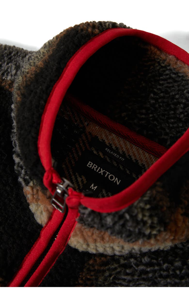 Brixton Buffalo Plaid Fleece Zip-Up Jacket, Alternate, color, Black/ Cream