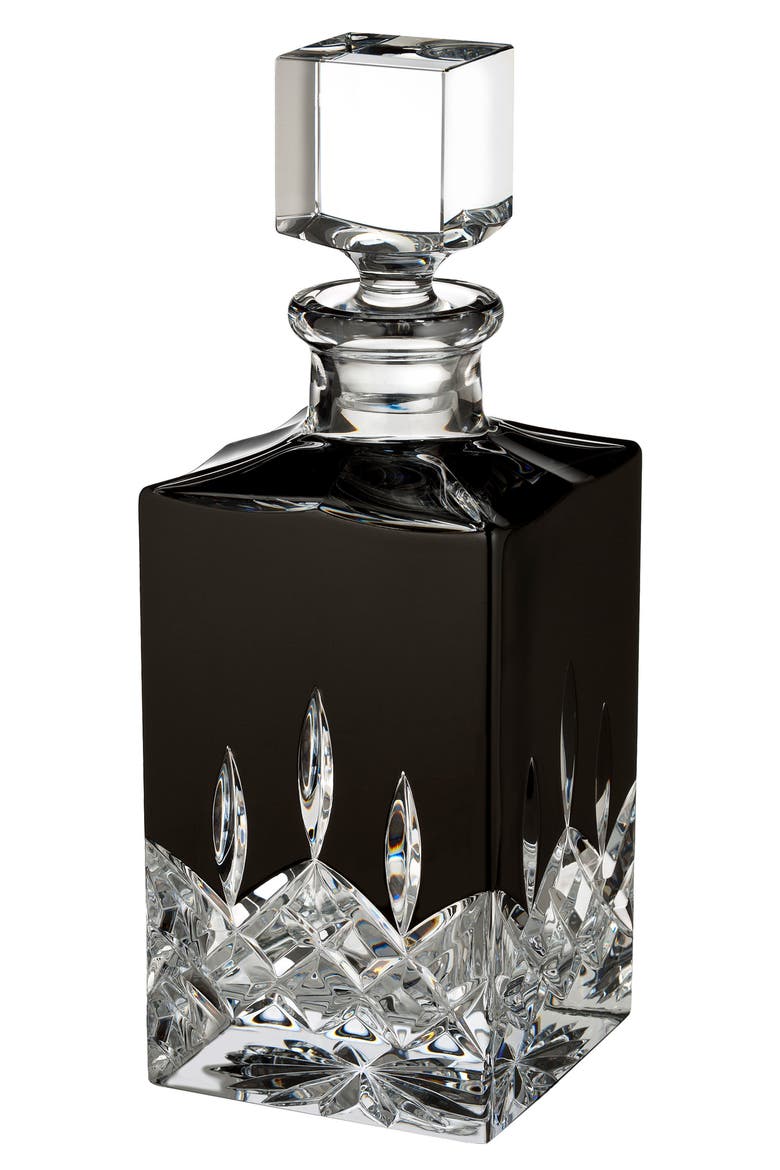 Lismore Black Square Lead Crystal Decanter, Main, color, CRYSTAL