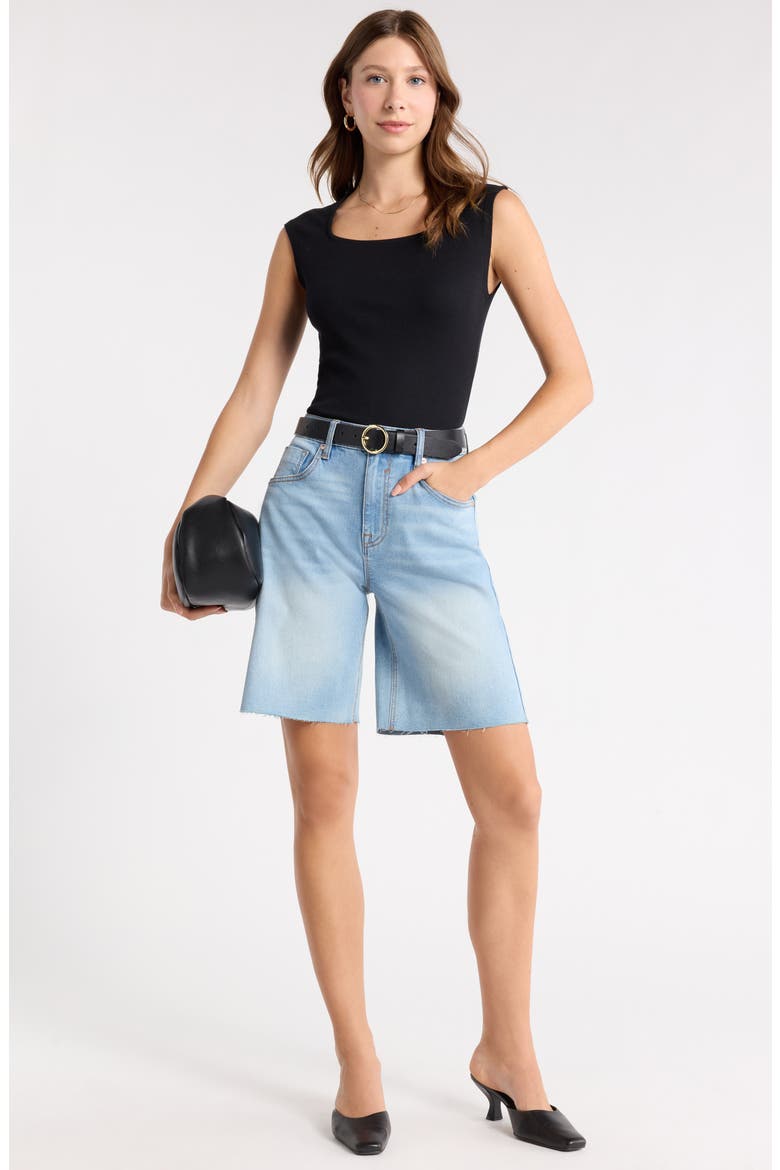 Square Neck Top, Alternate, color, BLACK