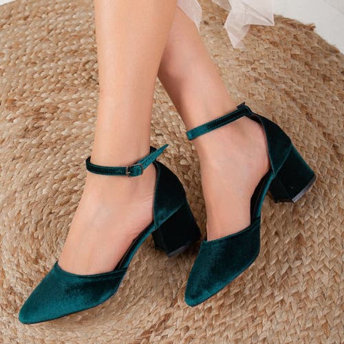 Forever & Always Shoes Women's Marcelle - Emerald Green Velvet Bridal Shoes In Emerald Green Velvet