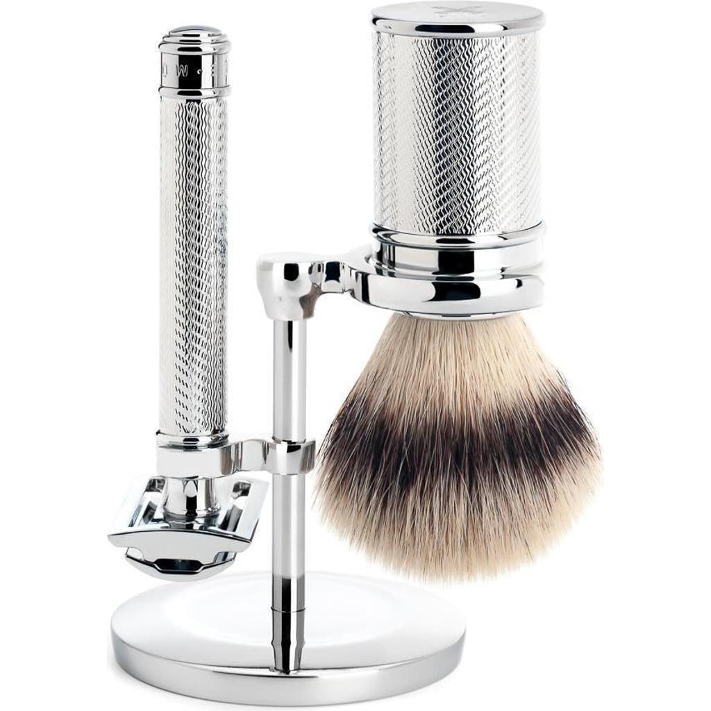 Mühle Chrome Silvertip Fiber & Closed Comb Safety Razor Shaving Set In Silver