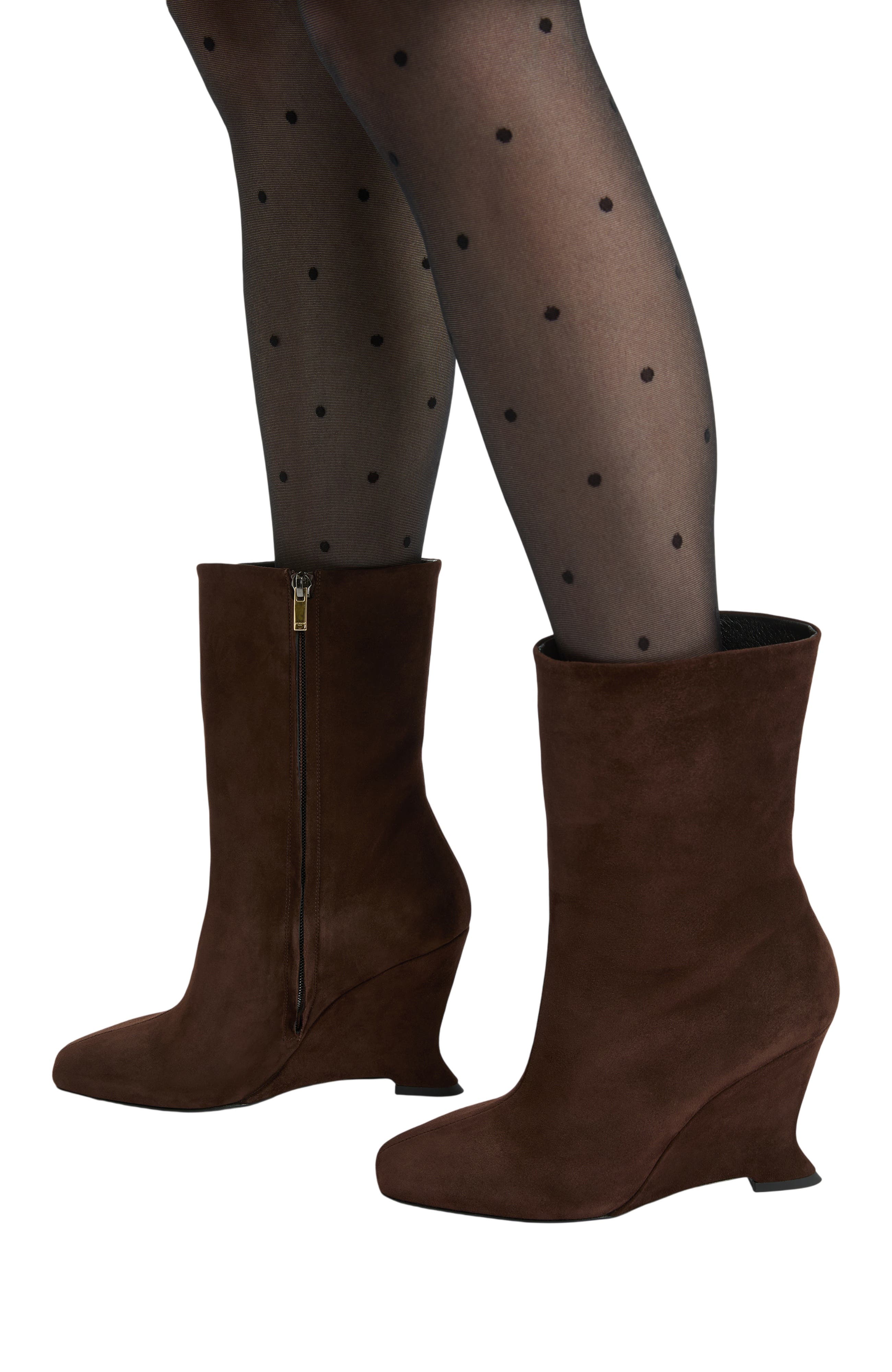 Wedge Ankle Boots in Suede, Alternate, color, brown