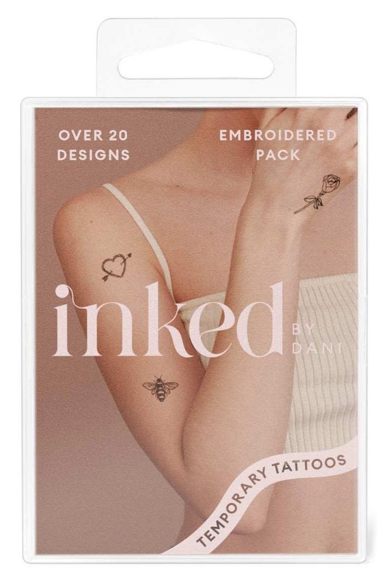 Embroidered Temporary Tattoos, Alternate, color, BLACK
