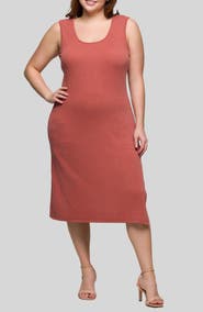 24seven Comfort Apparel Sleeveless Rib Midi Dress