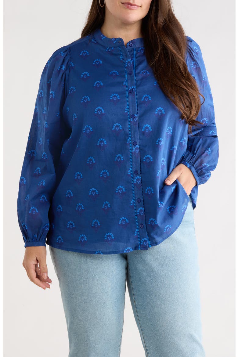 Briza Medallion Meddy Button-Up Shirt, Main, color, TEAL-BLUE