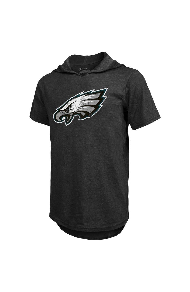 Majestic Threads Men's Fanatics Branded Miles Sanders Black Philadelphia Eagles Player Name & Number Tri-Blend Hoodie T-Shirt, Alternate, color,