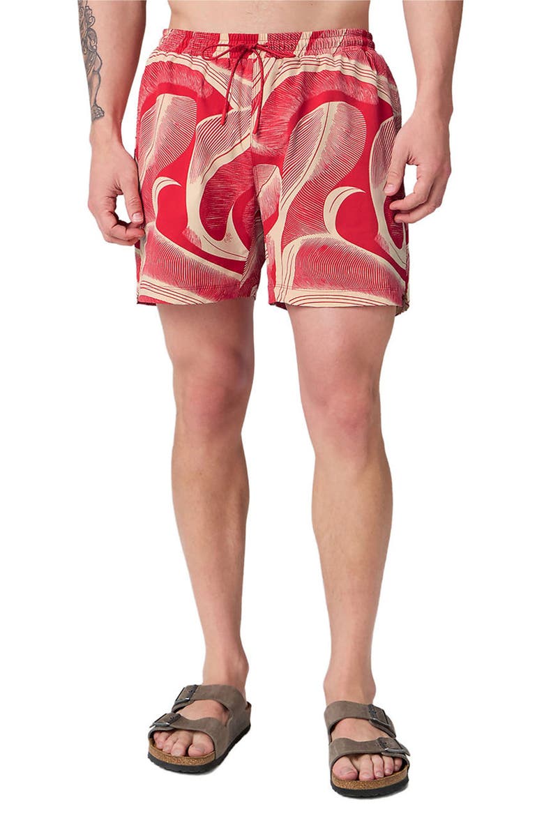 Men's The Swim Trunk 5in, Alternate, color, Heated Red Jungle Flow
