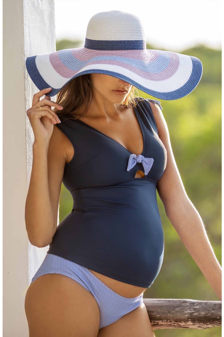 St. Tropez Maternity Tankini Swimsuit, Alternate, color, MARINE