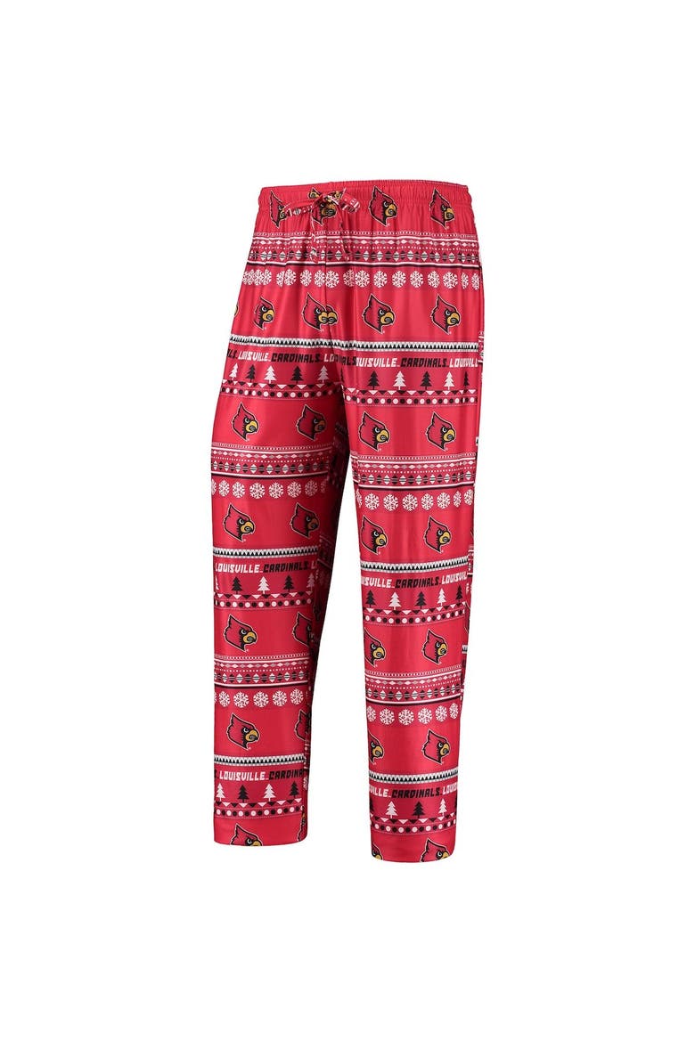 Men's Concepts Sport Red Louisville Cardinals Ugly Sweater Long Sleeve T-Shirt and Pants Sleep Set, Alternate, color, Red