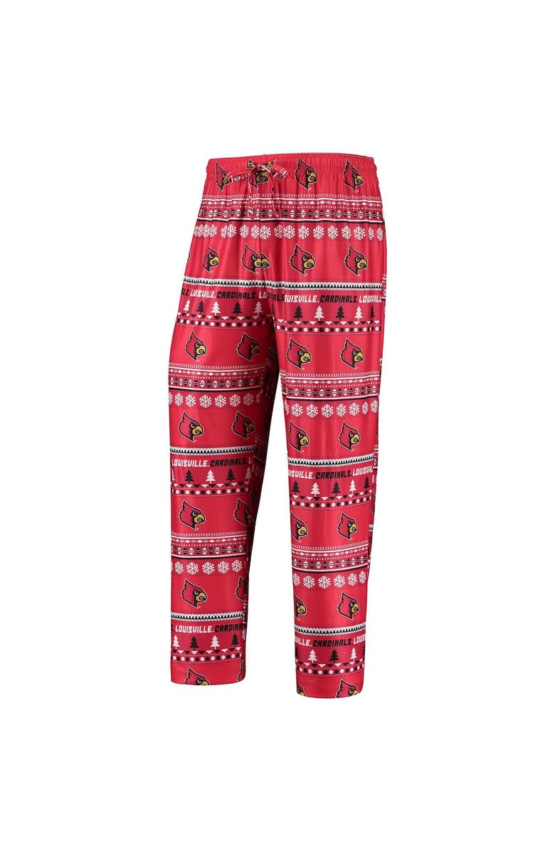 CONCEPTS SPORT Men's Concepts Sport Red Louisville Cardinals Ugly Sweater Long Sleeve T-Shirt and Pants Sleep Set, Alternate, color, Red