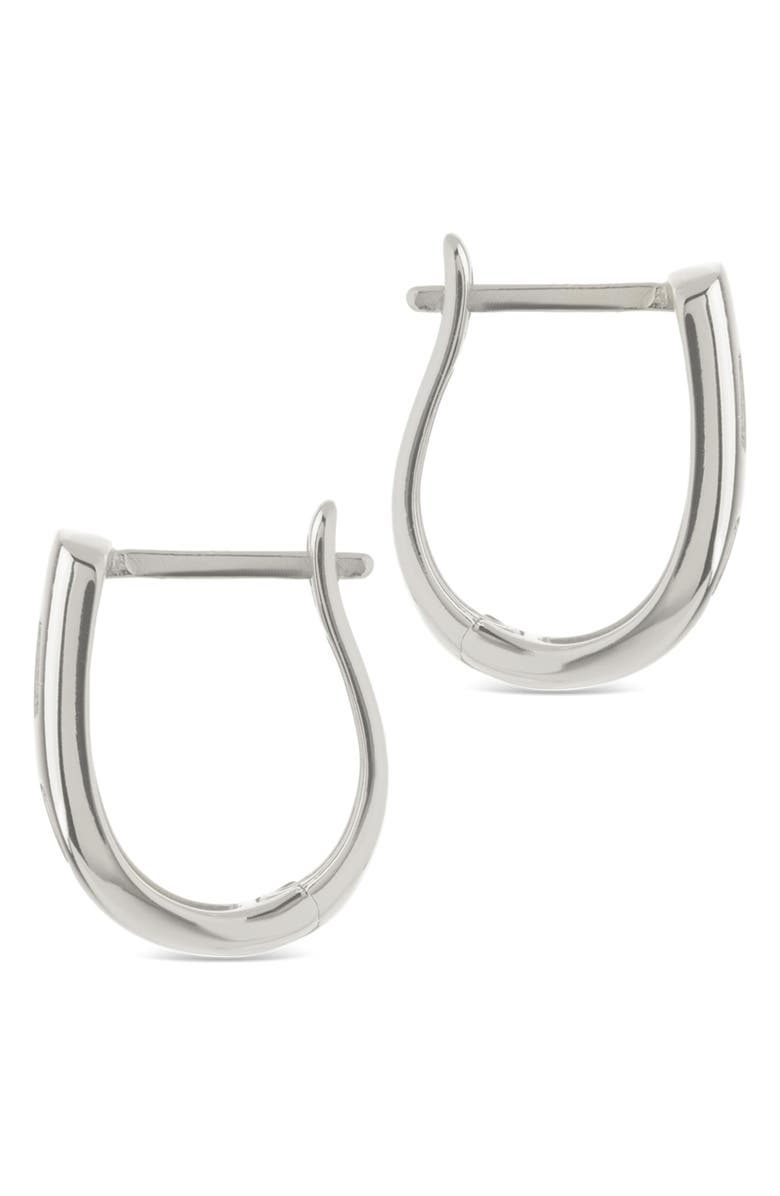 Sterling Forever Bristol Art Deco Huggie Hoop Earrings, Alternate, color, Silver