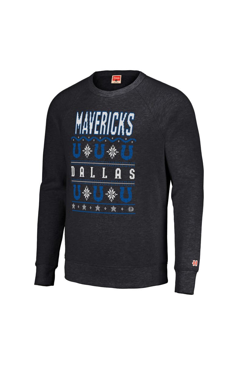 Homage Unisex Homage Charcoal Dallas Mavericks Holiday Raglan Pullover Sweatshirt, Alternate, color, Charcoal