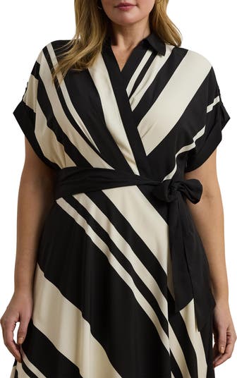 Lauren Ralph Lauren Stripe Belted Crepe Dress | Nordstrom