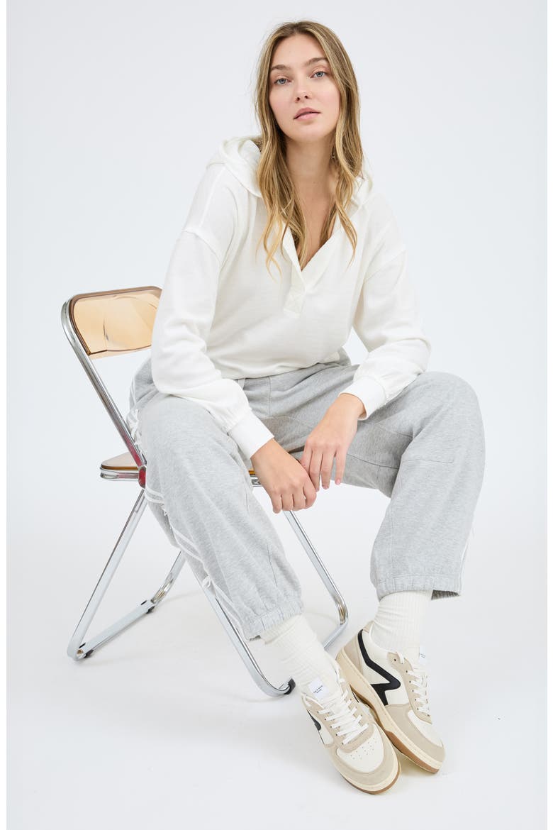 Solid Hooded Henley, Alternate, color, OFF WHITE