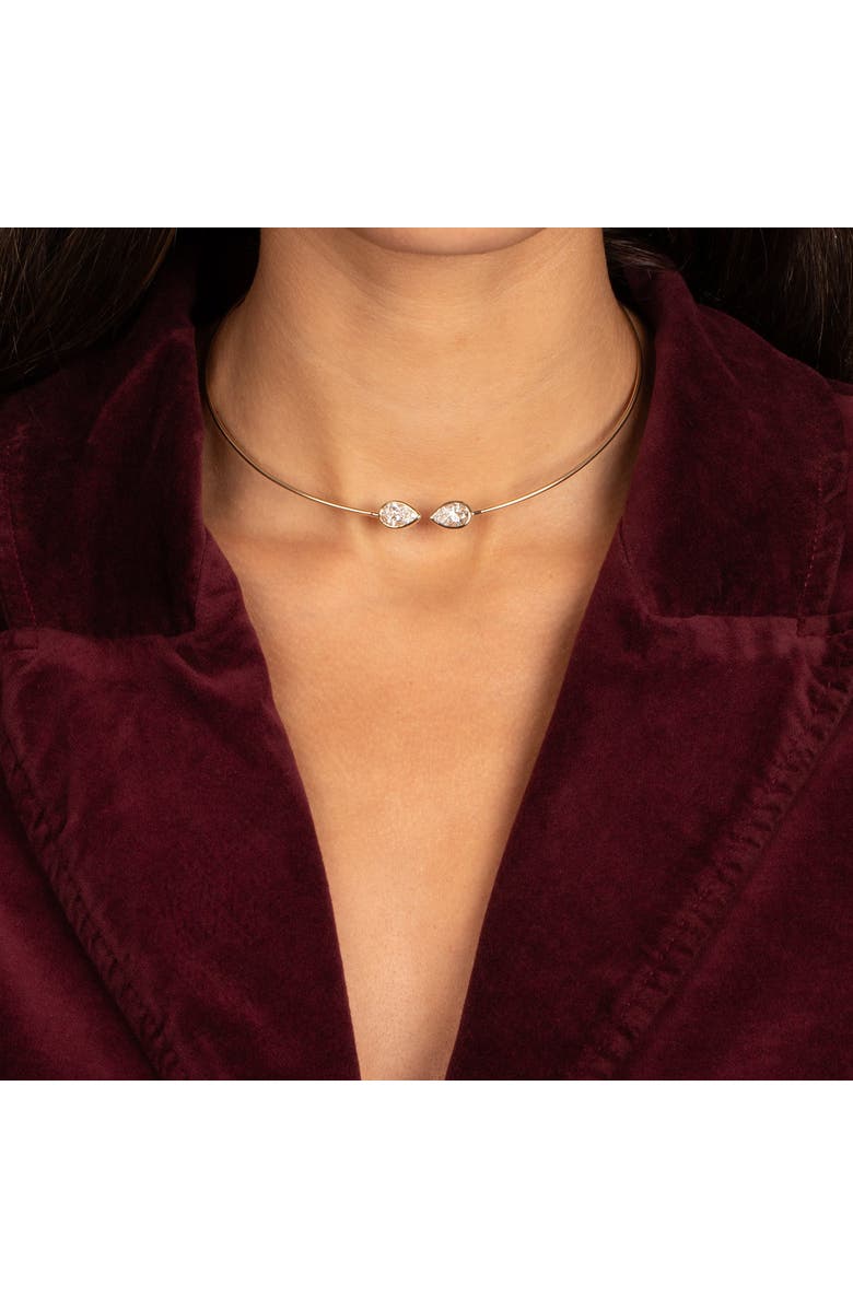 BY ADINA EDEN Lab Grown Diamond Double Bezel Pear Collar Choker Necklace 14K, Alternate, color, 14K Gold