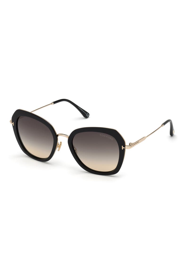 Kenyan 54mm Gradient Round Sunglasses, Main, color, BLACK/ GREY