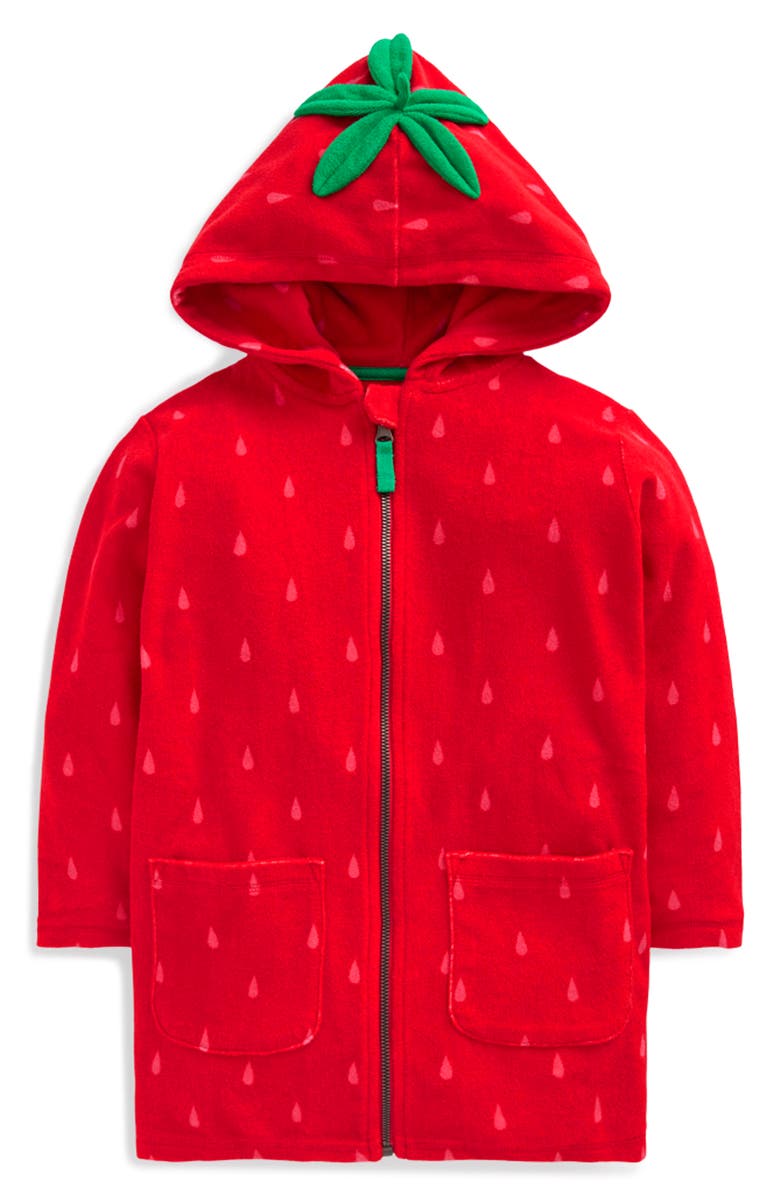 Mini Boden Kids' Romie Terry Full-Zip Hoodie, Main, color, Strawberry Tart Red