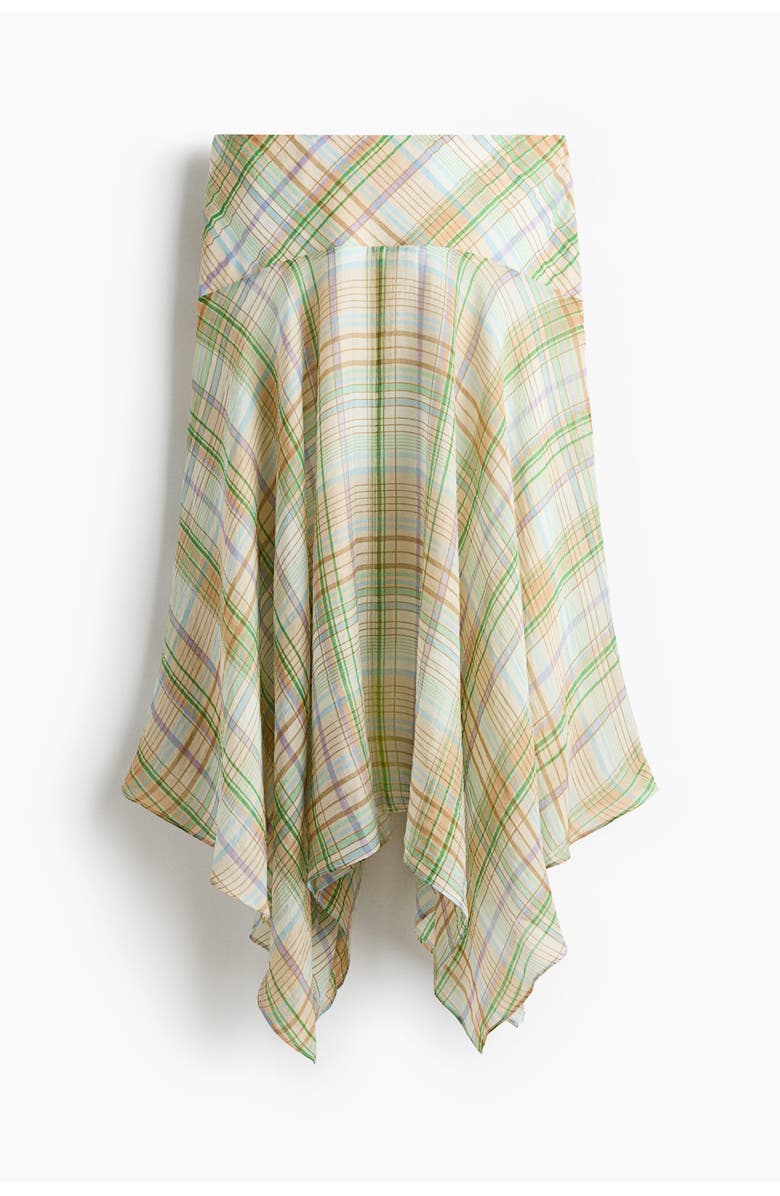 H&M Lyocell-blend handkerchief skirt, Alternate, color, Green/Plaid