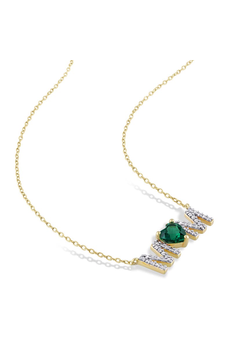 Julianna B. Lab-Created Gemstones & Diamond "MOM" Necklace, Alternate, color, Emerald/Yellow-Plated
