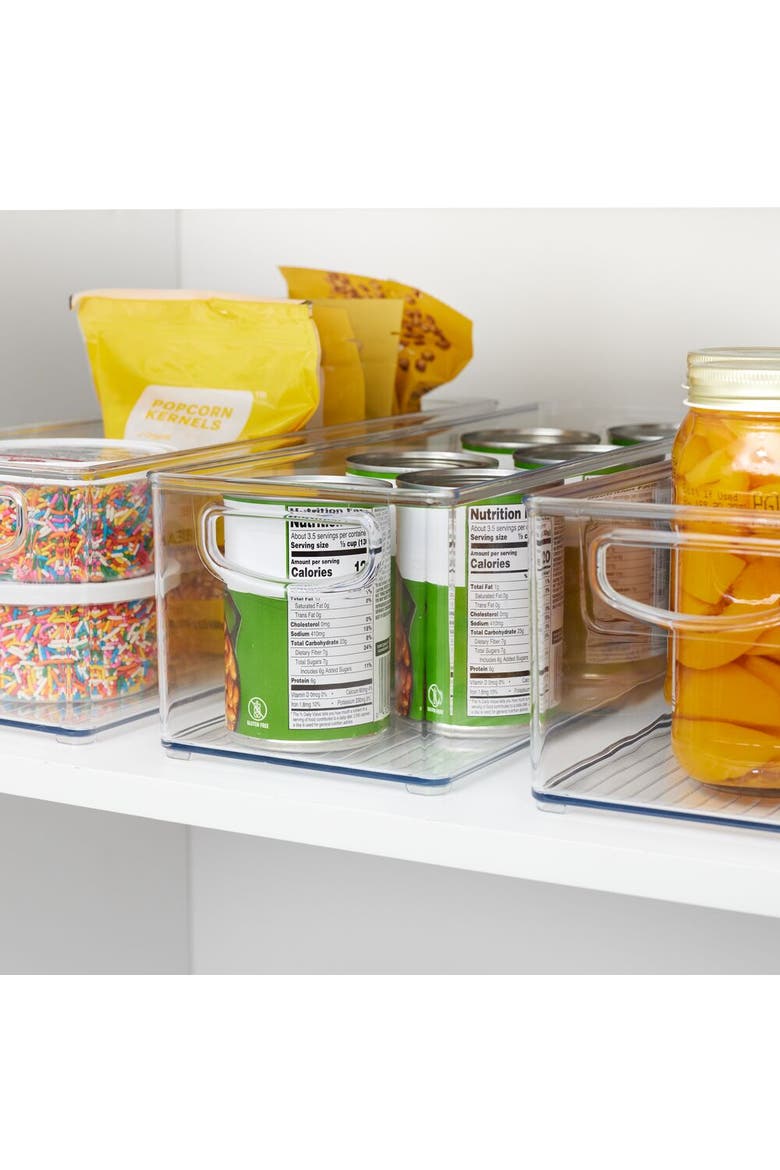 Plastic Stackable Pantry Bin with Handles, Set of 4, Clear, Made in USA, Alternate, color, Clear