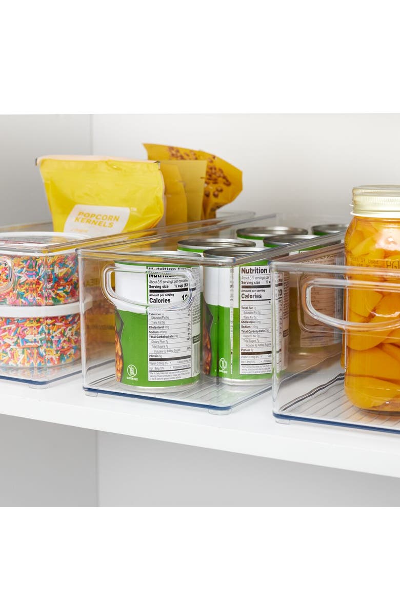 Linus Plastic Stackable Pantry Bin with Handles, Set of 4, Clear, Made in USA, Alternate, color, Clear