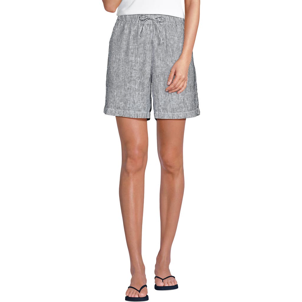 LANDS' END LANDS' END LINEN HIGH RISE PULL ON 7" SHORTS
