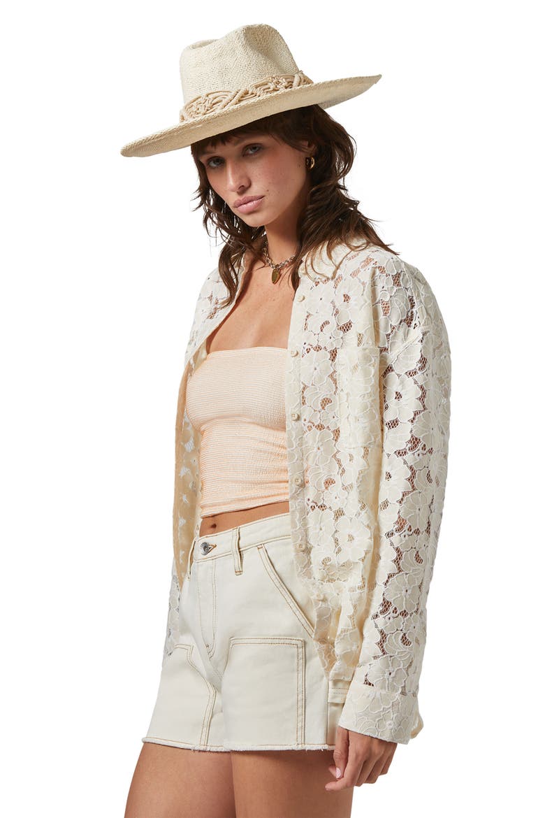 Matteo Macramé Accent Straw Hat, Alternate, color, BONE/ BONE