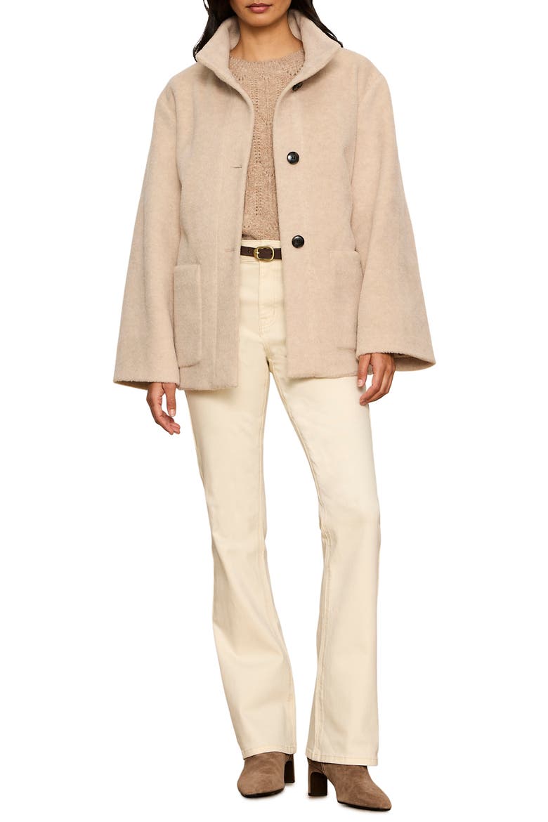 Belted Brushed Coat, Main, color, BONE