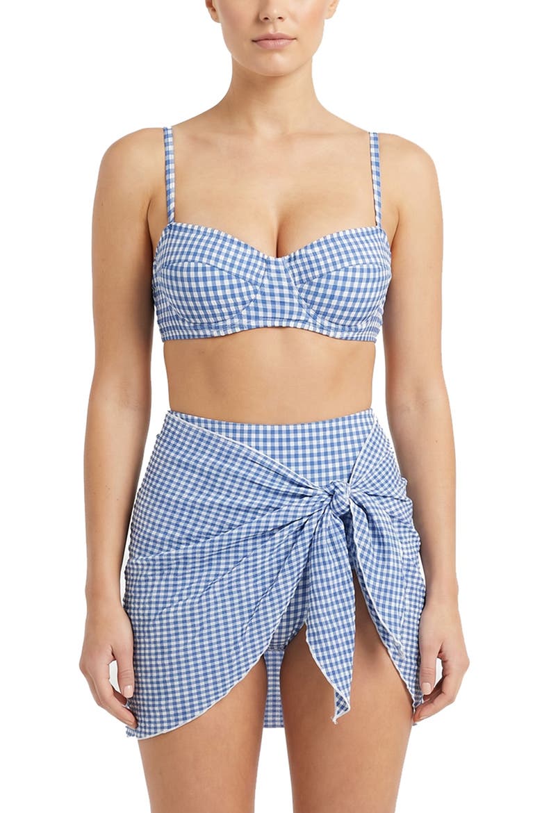 Nellie Underwire Balconette Bikini Top, Alternate, color, Bluebell Gingham