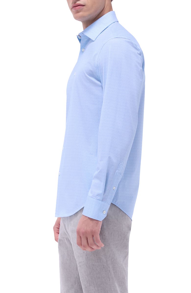 Bugatchi James OoohCotton<sup>®</sup> Mini Check Print Button-Up Shirt, Alternate, color, Ice