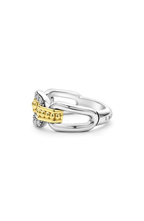 Lagos Signature Caviar Links Diamond Ring In Two-tone