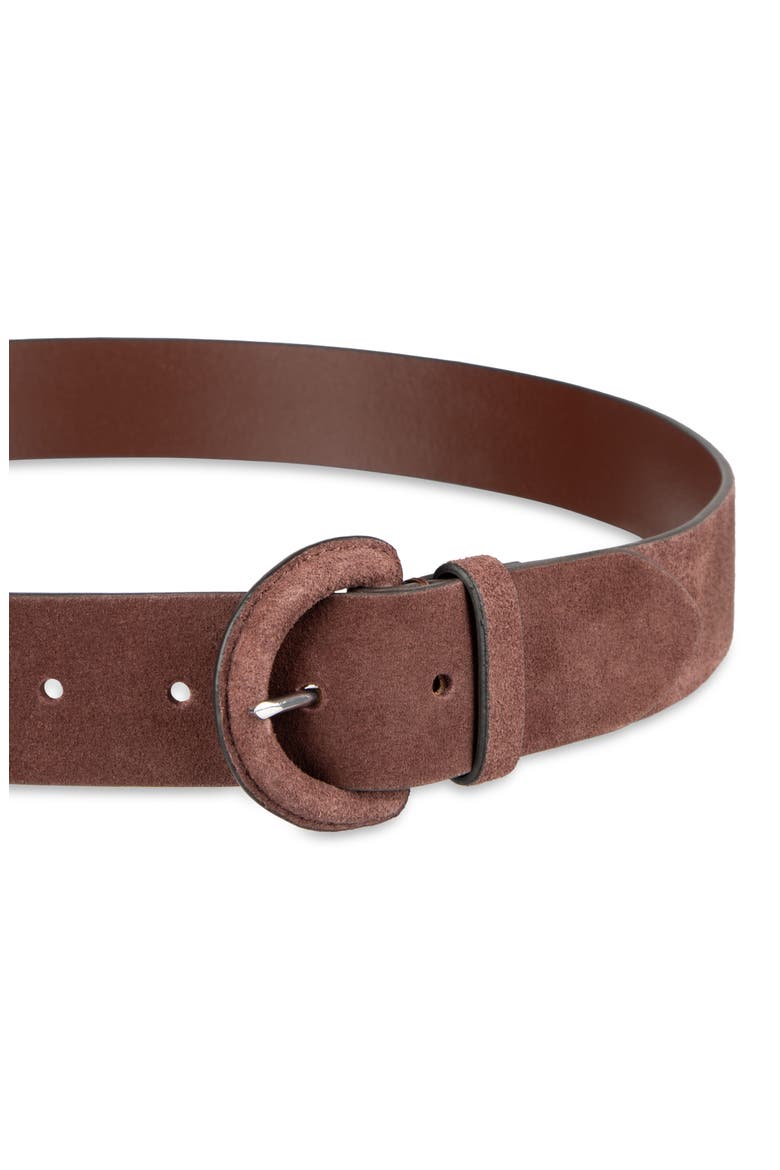 Covered Buckle Suede Belt, Alternate, color, BROWN
